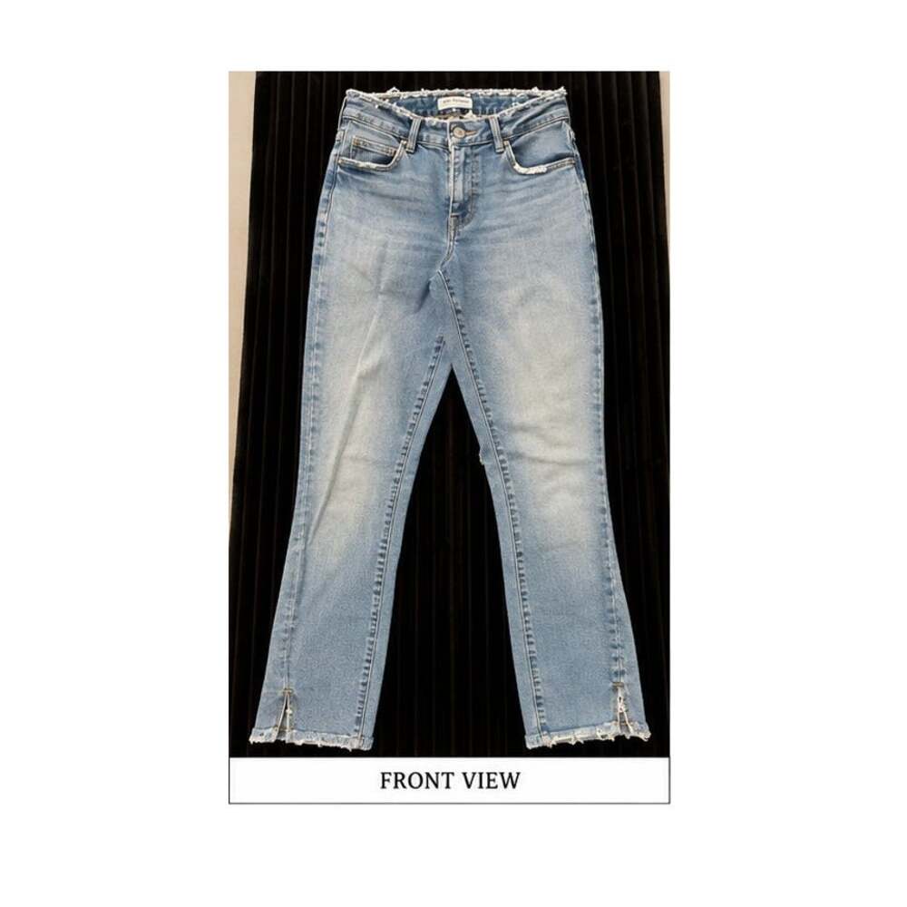 Good American Split Ankle Raw Hem Straight Jeans Blue Womens Size 6 28